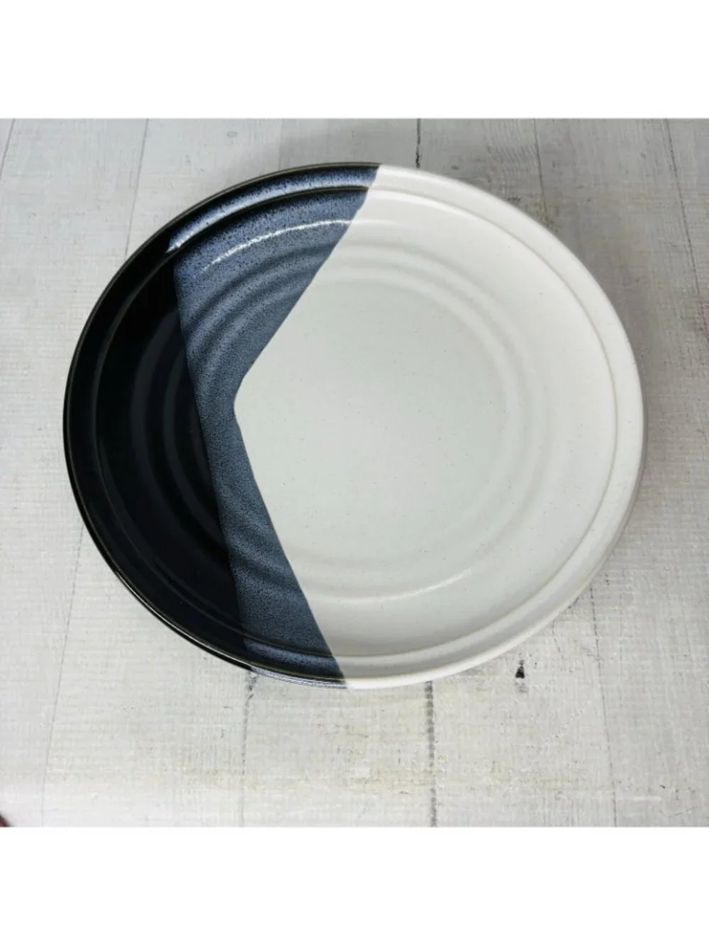 Noritake Stoneware DURANGO 8647 Black Blue Abstract Panels Dinner Plates Set 4